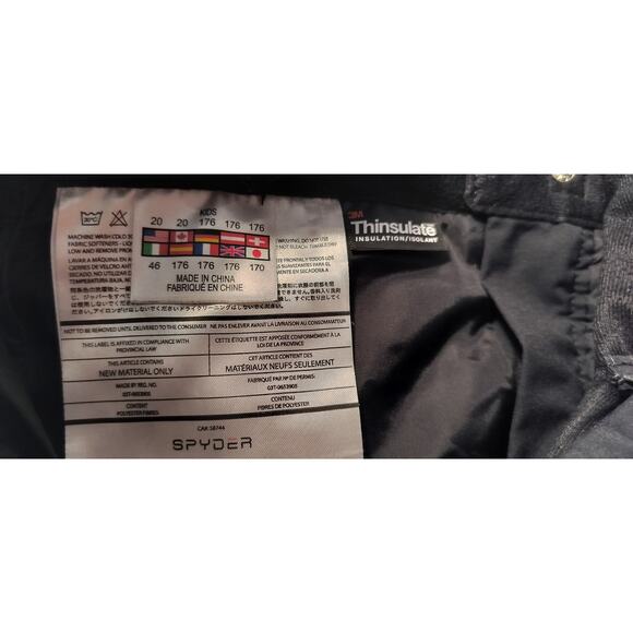 M744) Spyder Boys Propulsion Side Zip Black Bib Pants Size 20 - Picture 9 of 9